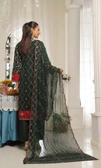 Pakistani Darshan by bin hameed unstitched three piece - Forest Crimson