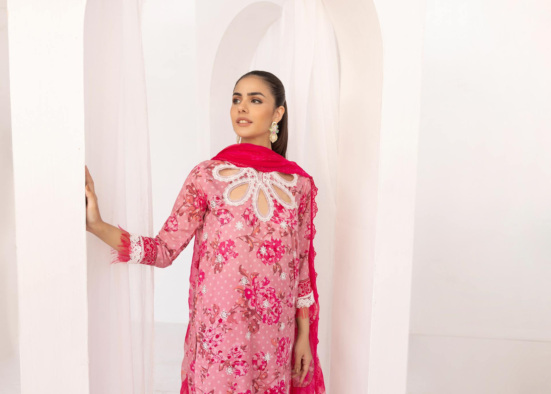 Pakistani Mahoor by Khoobsurat Unstitched Three-Piece - Rose Petal