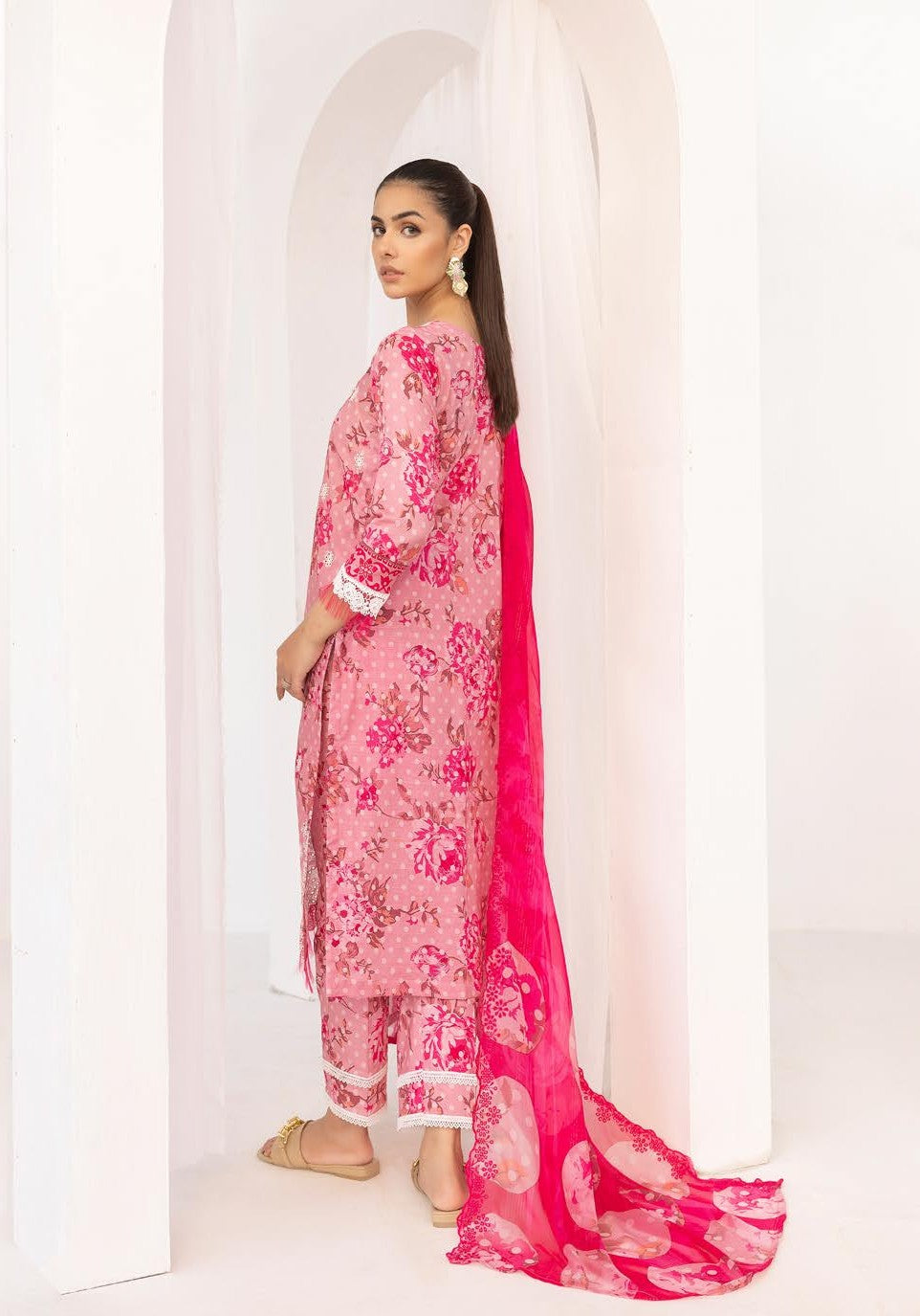 Pakistani Mahoor by Khoobsurat Unstitched Three-Piece - Rose Petal
