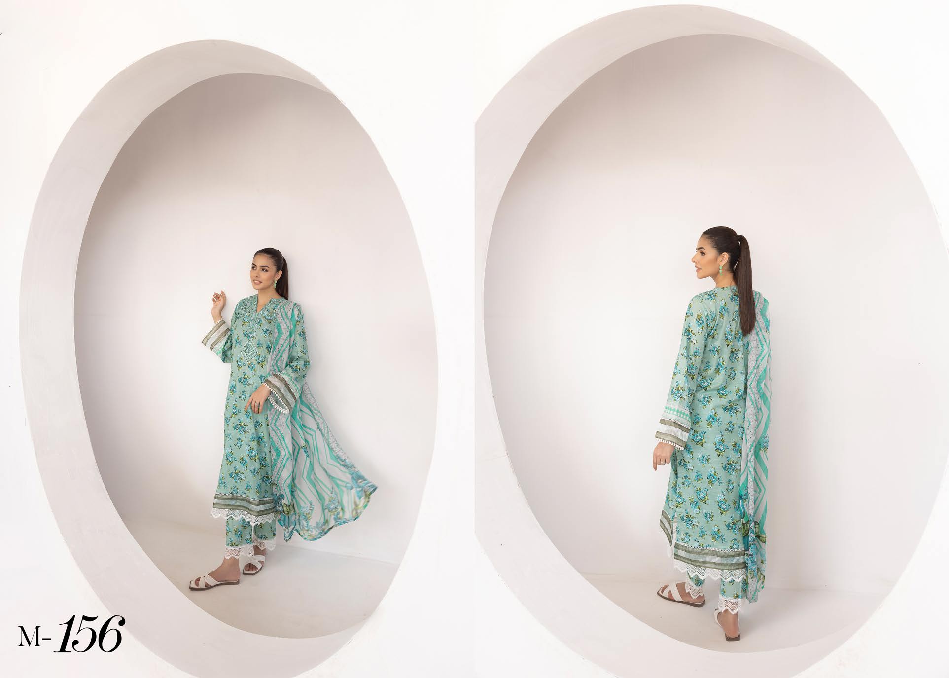 Pakistani Mahoor by Khoobsurat Unstitched Three-Piece - Aqua Breeze