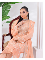 Pakistani Manisha By Bin Hameed Luxury Embroidered Chiffon Unstitched Three Piece – Peach Sorbet