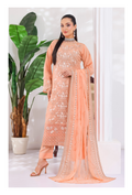 Pakistani Manisha By Bin Hameed Luxury Embroidered Chiffon Unstitched Three Piece – Peach Sorbet
