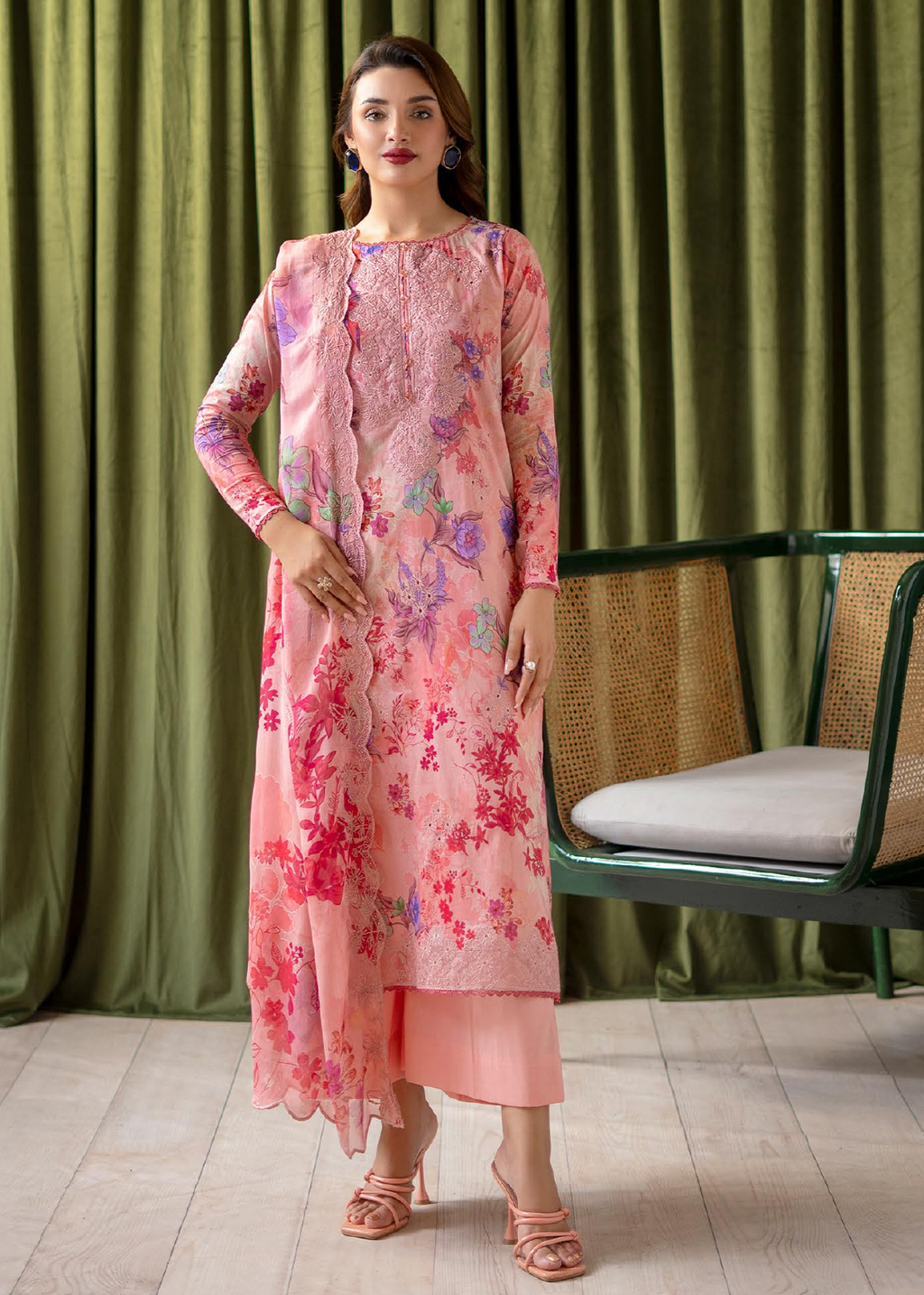 Pakistani Rang Pasand By GullJee Embroidered Unstitched Lawn Collection — Rose Sorbet