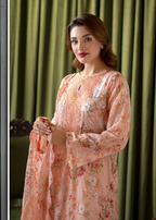 Pakistani Rang Pasand By GullJee Embroidered Unstitched Lawn Collection — Sunset Apricot