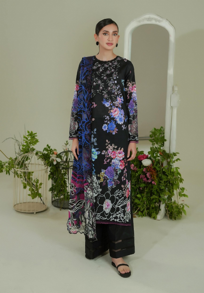 Pakistani Rang Pasand by Gulljee Unstitched Three Piece – Midnight Orchid