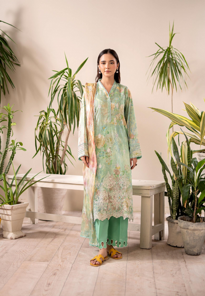Pakistani Rang E Haya By Gulljee Unstitched Three Piece – Mint Green