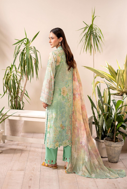 Pakistani Rang E Haya By Gulljee Unstitched Three Piece – Mint Green