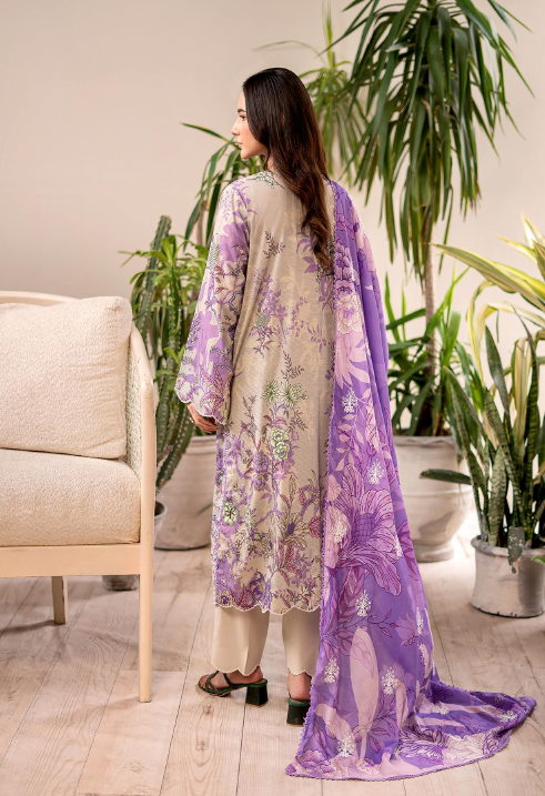 Pakistani Rang E Haya By Gulljee Unstitched Three Piece – Beige & Lavender