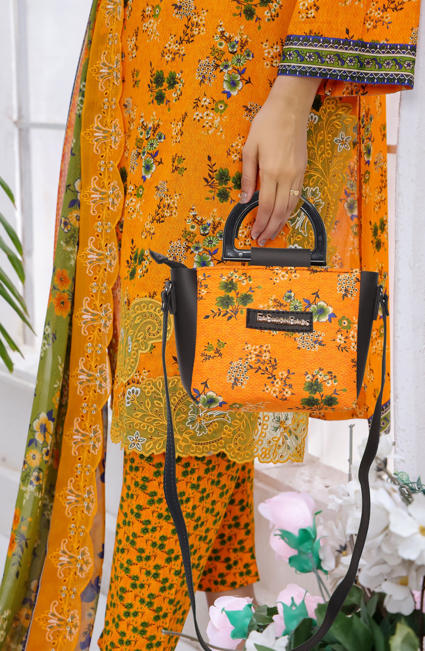 Pakistani Saba by Rana Arts Bin Hameed Unstitched Three Piece - Marigold Meadow