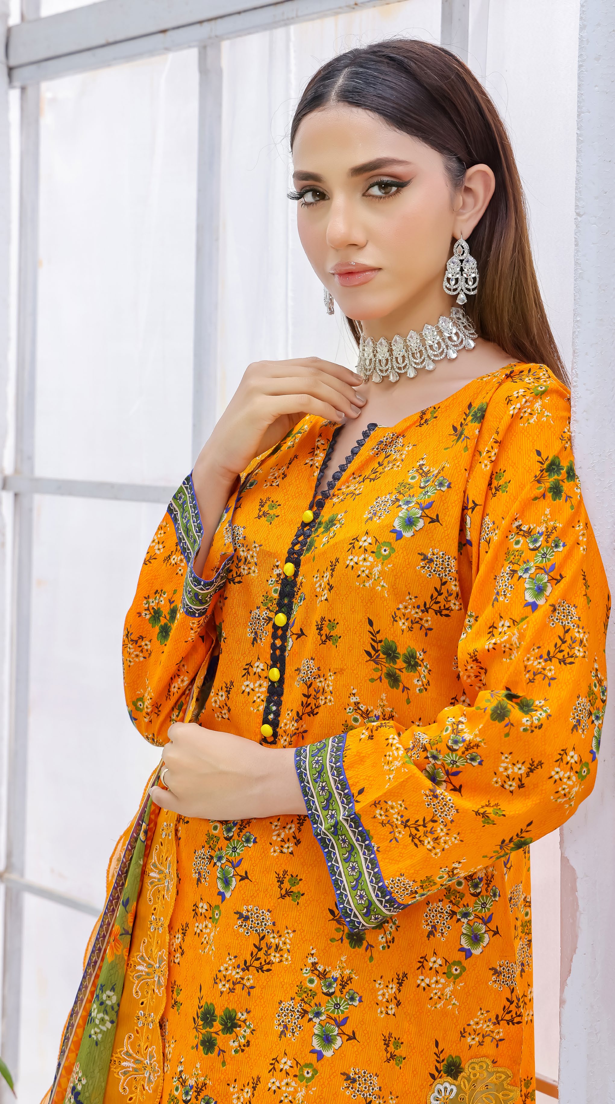 Pakistani Saba by Rana Arts Bin Hameed Unstitched Three Piece - Marigold Meadow