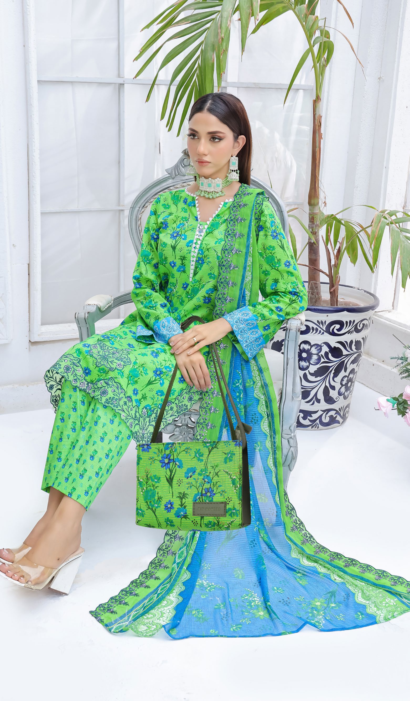 Pakistani Saba by Rana Arts Bin Hameed Unstitched Three Piece - Emerald Meadow