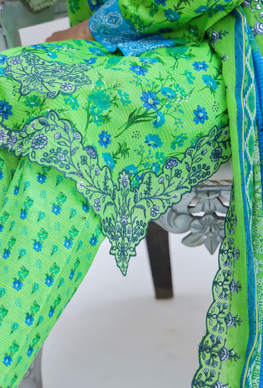 Pakistani Saba by Rana Arts Bin Hameed Unstitched Three Piece - Emerald Meadow