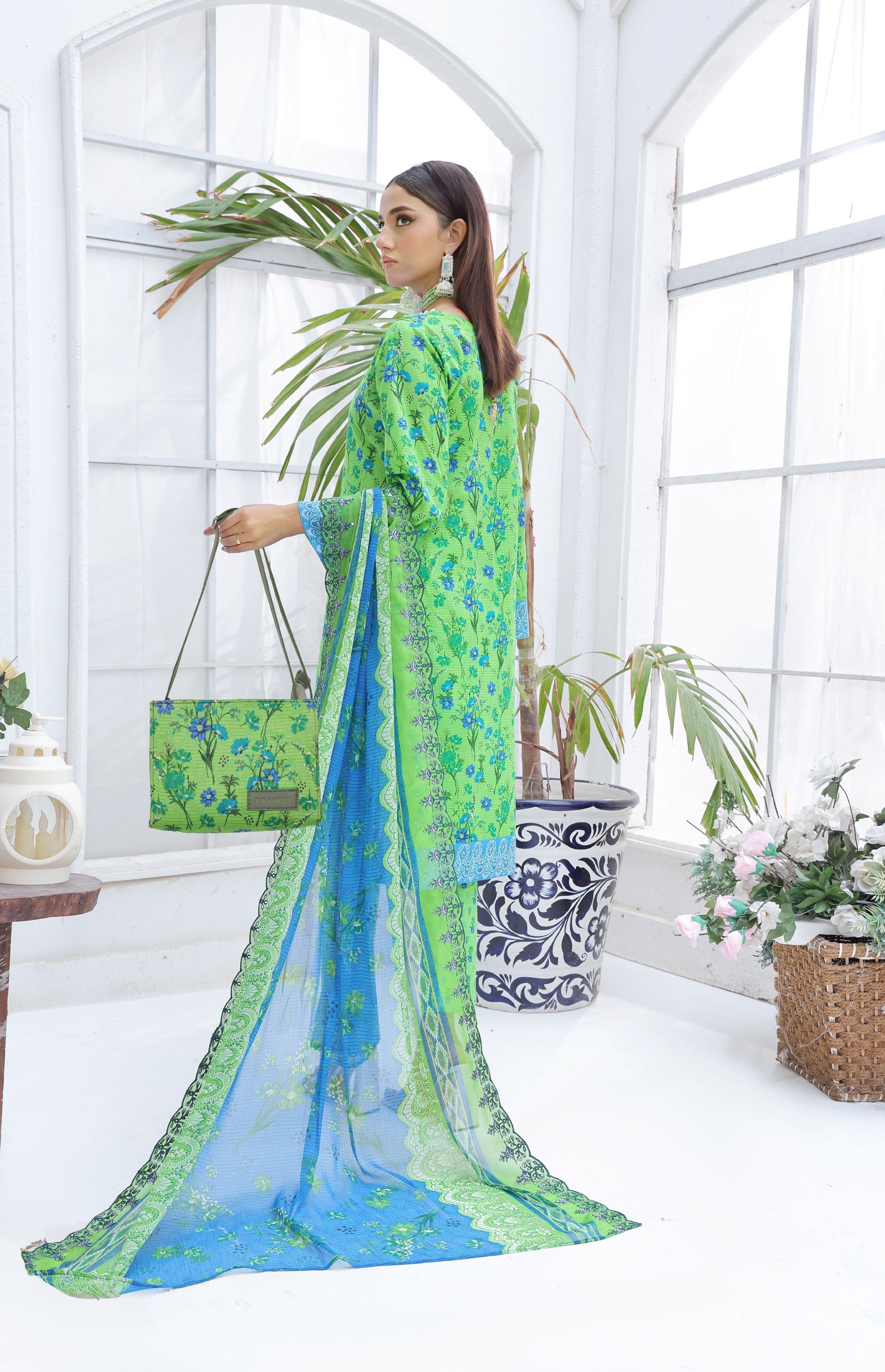 Pakistani Saba by Rana Arts Bin Hameed Unstitched Three Piece - Emerald Meadow