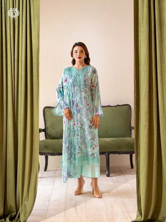 Pakistani Rang Pasand By GullJee Embroidered Unstitched Lawn Collection — Ocean Breeze