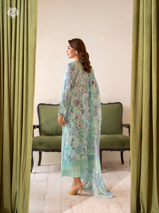 Pakistani Rang Pasand By GullJee Embroidered Unstitched Lawn Collection — Ocean Breeze