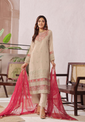 Pakistani Bin Hammeed Nimra Embroidered Chiffon Unstitched Three Piece – Royal Beige