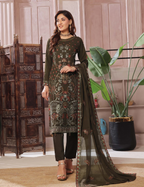 Pakistani Bin Hammeed Nimra Embroidered Chiffon Unstitched Three Piece – Forest Emerald